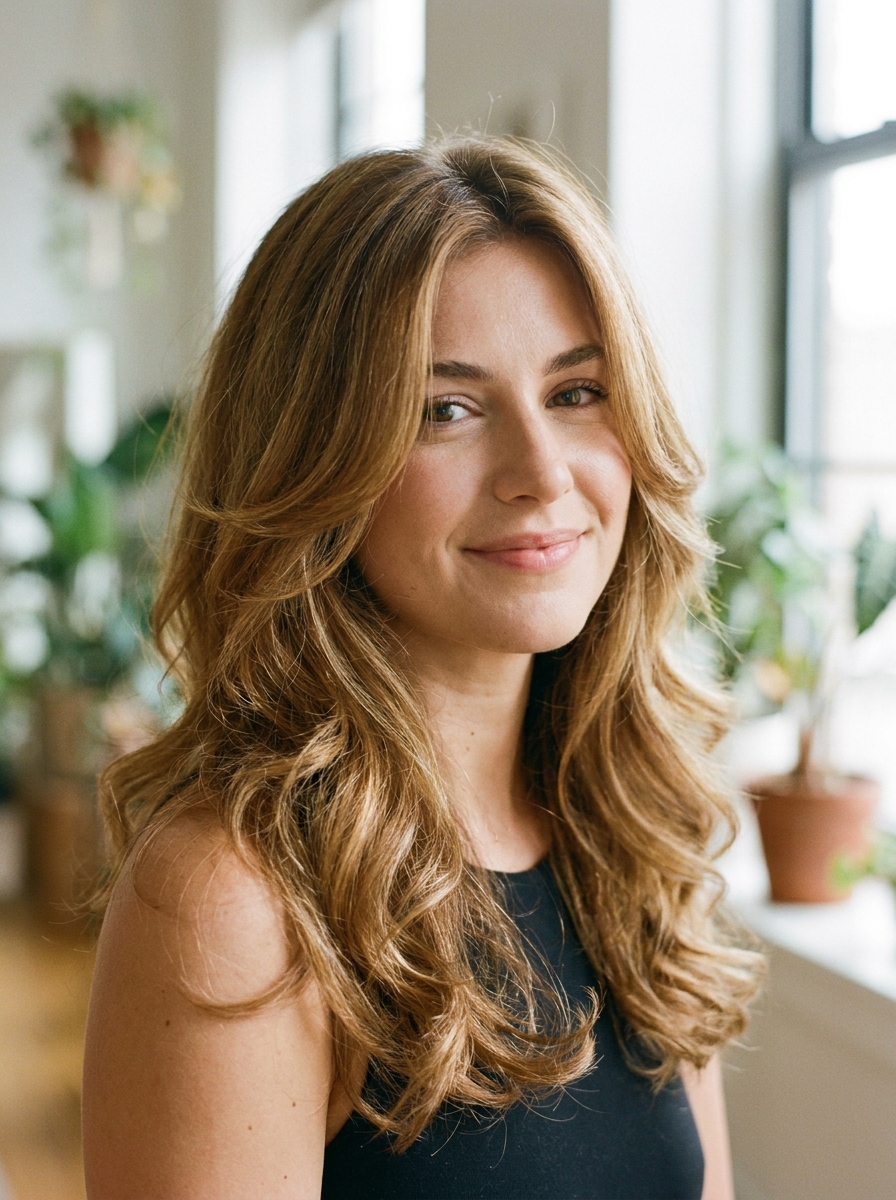 Blowout mit kurzen Face-Framing Layers als Blowout Hairstyles Inspiration 2026